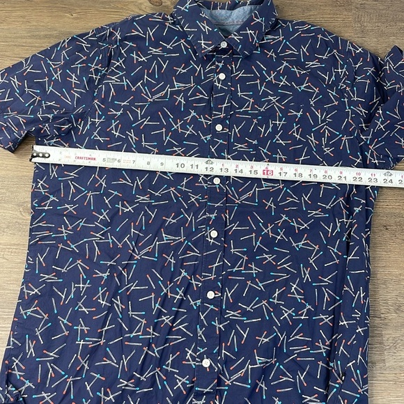 Union Men’s Navy Blue Short Sleeve Button Down Match Shirt, size XL - Picture 5 of 8